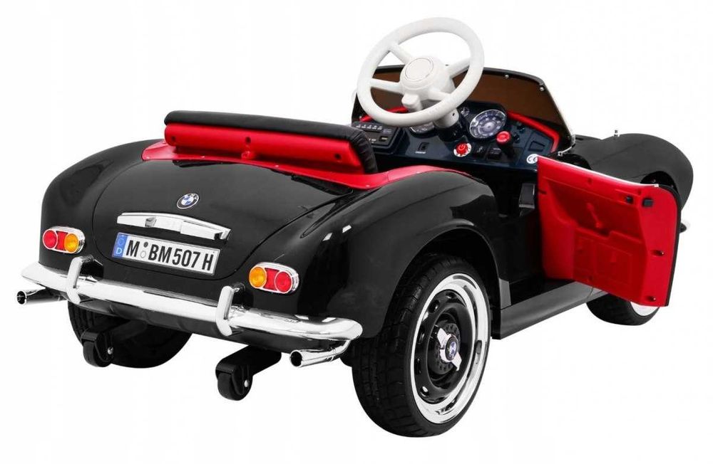 Samochód BMW 507 Retro elektryczny dla dzieci Czarny Audio LED Pilot