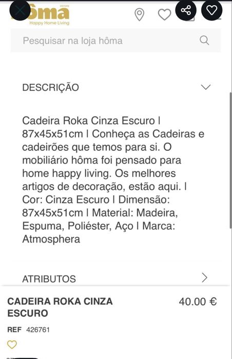 Conjunto de 4 cadeiras Loja Hôma