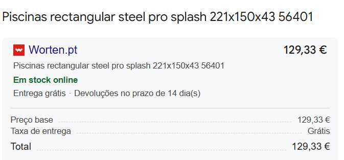 Piscina desmontável 221x150x43 cm. Bestway 56401