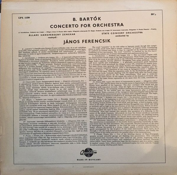Bartók Hungarian State Concert Orchestra, János Ferencsik Vinyl Winyl
