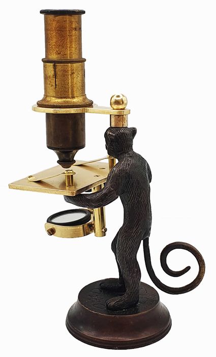 Brass reproduction of a “monkey microscope”