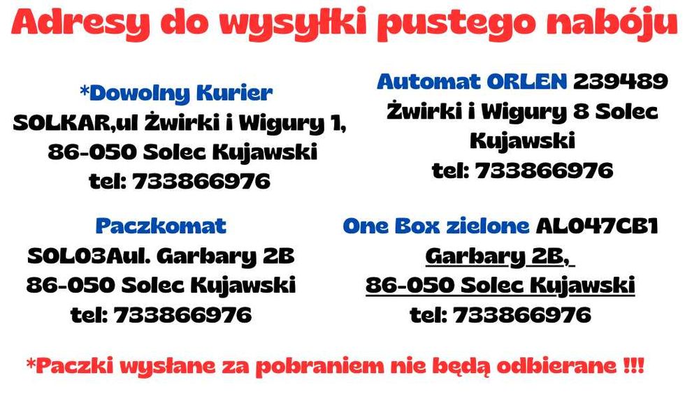 Nabój Cylinder Butla SodaStream Wymiana Nabicie CO2 ! Różowa Niebieska