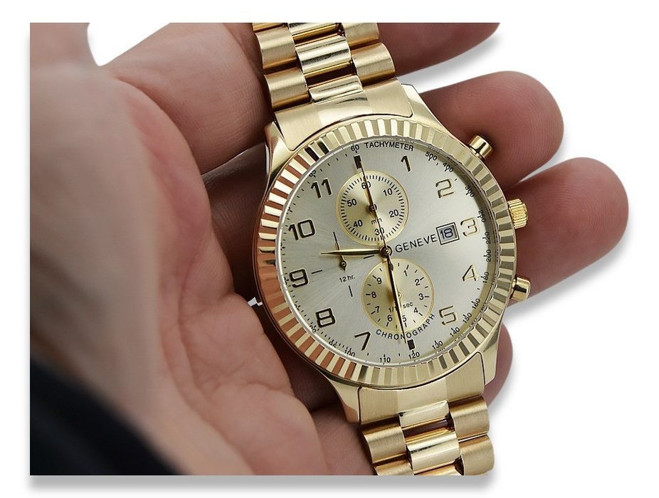 Złoty zegarek z bransoletą męski 14k Geneve mw007ydy&mbw015y Gdańsk