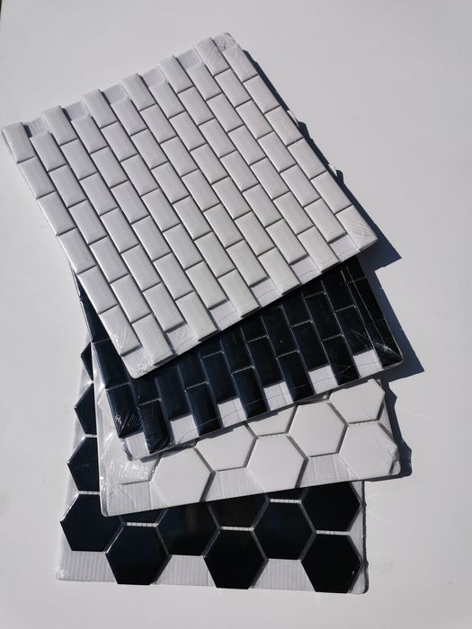 Mozaika ceramiczna /płytki /cegiełki czarne białe /ceny poniżej rynku