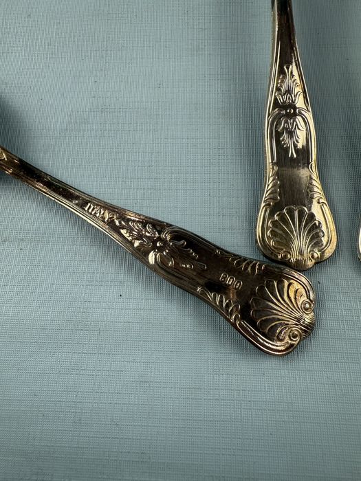 Włoskie sztućce posrebrzane plater zestaw na 6 osób widelce noże łyżki