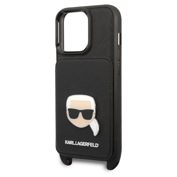Etui na iPhone 13 Pro / 13 - Karl Lagerfeld Saffiano Metal Karl's Head