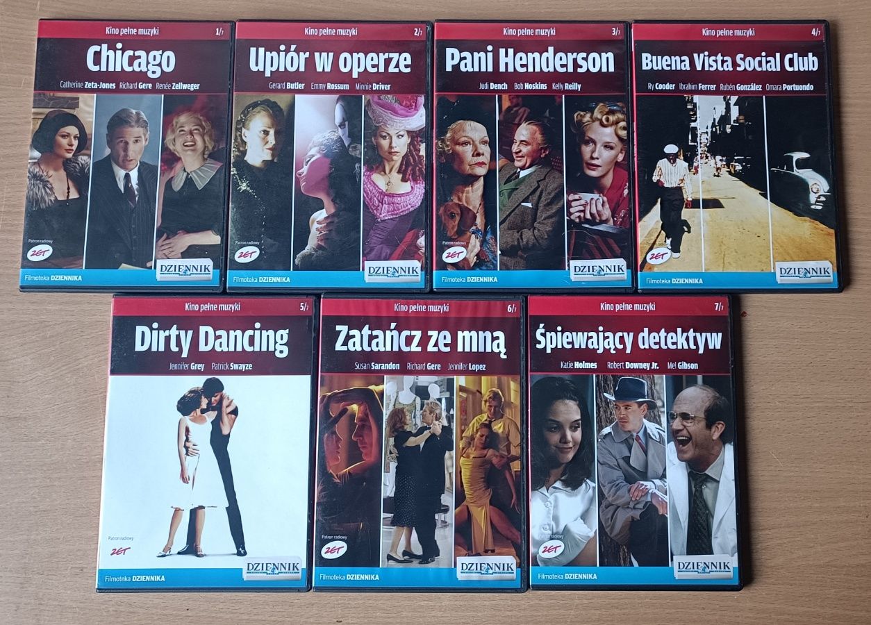 Kolekcja filmów DVD "Kino pełne muzyki" Kinoteka Dziennika 7szt.