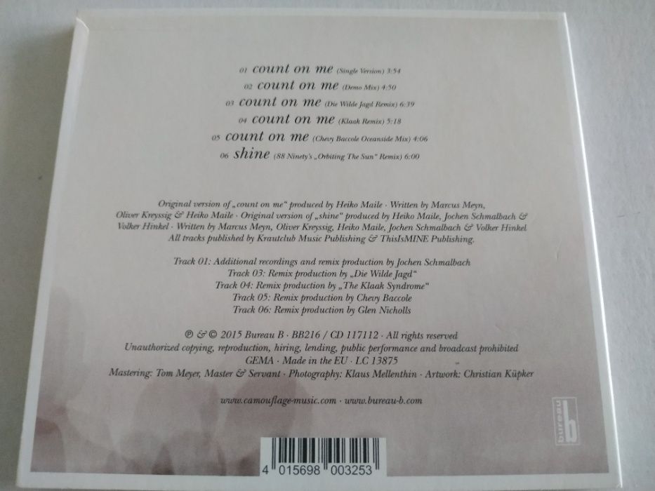 Płyty CD - Camouflage - Count On Me feat. Peter Heppner