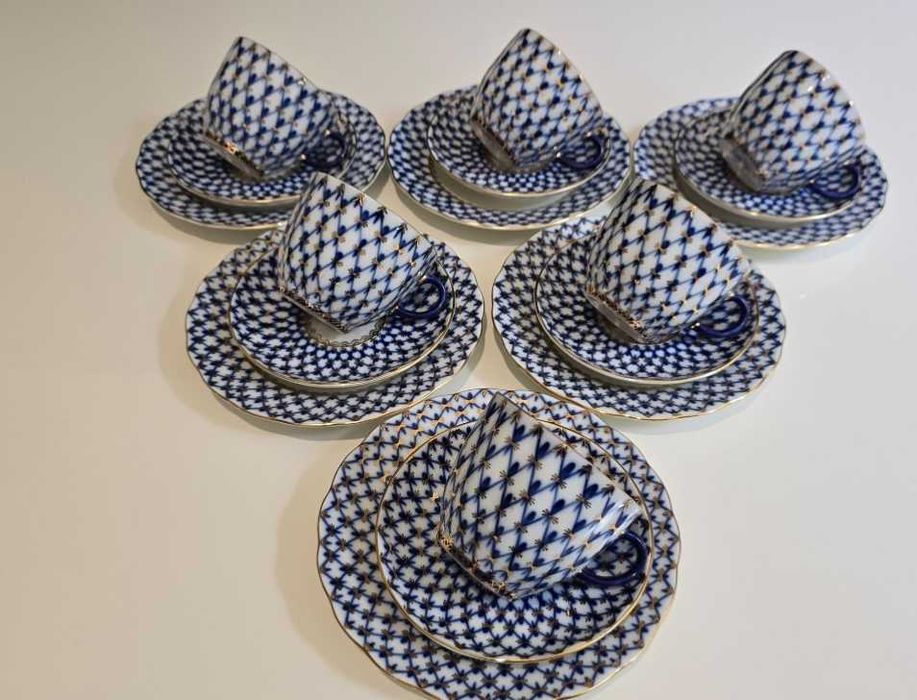 Filiżanki łomonosow siatka kobaltowa