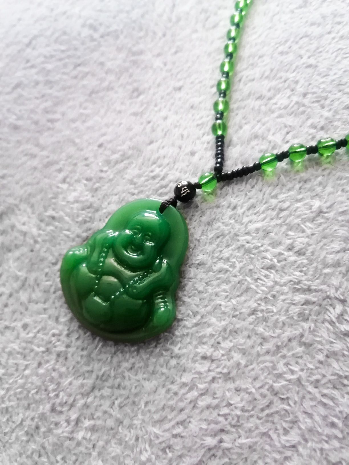 Zielony naszyjnik amulet Budda talizman