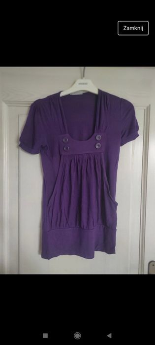 Fioletowa bluzka, koszulka z krótkim rękawem rozmiar XS Clockhouse