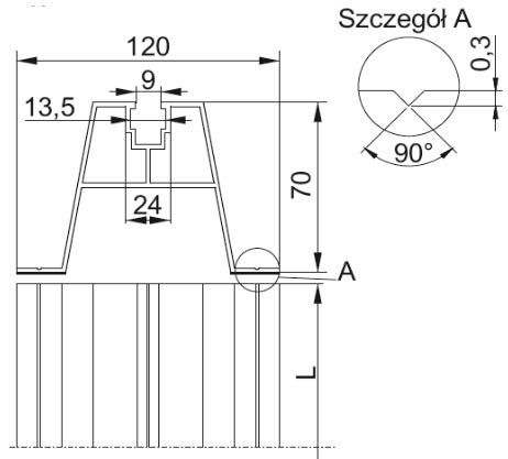 fotowoltaika — mostek 7cm / szyna montażowa aluminiowa (baks SMA70/6 )