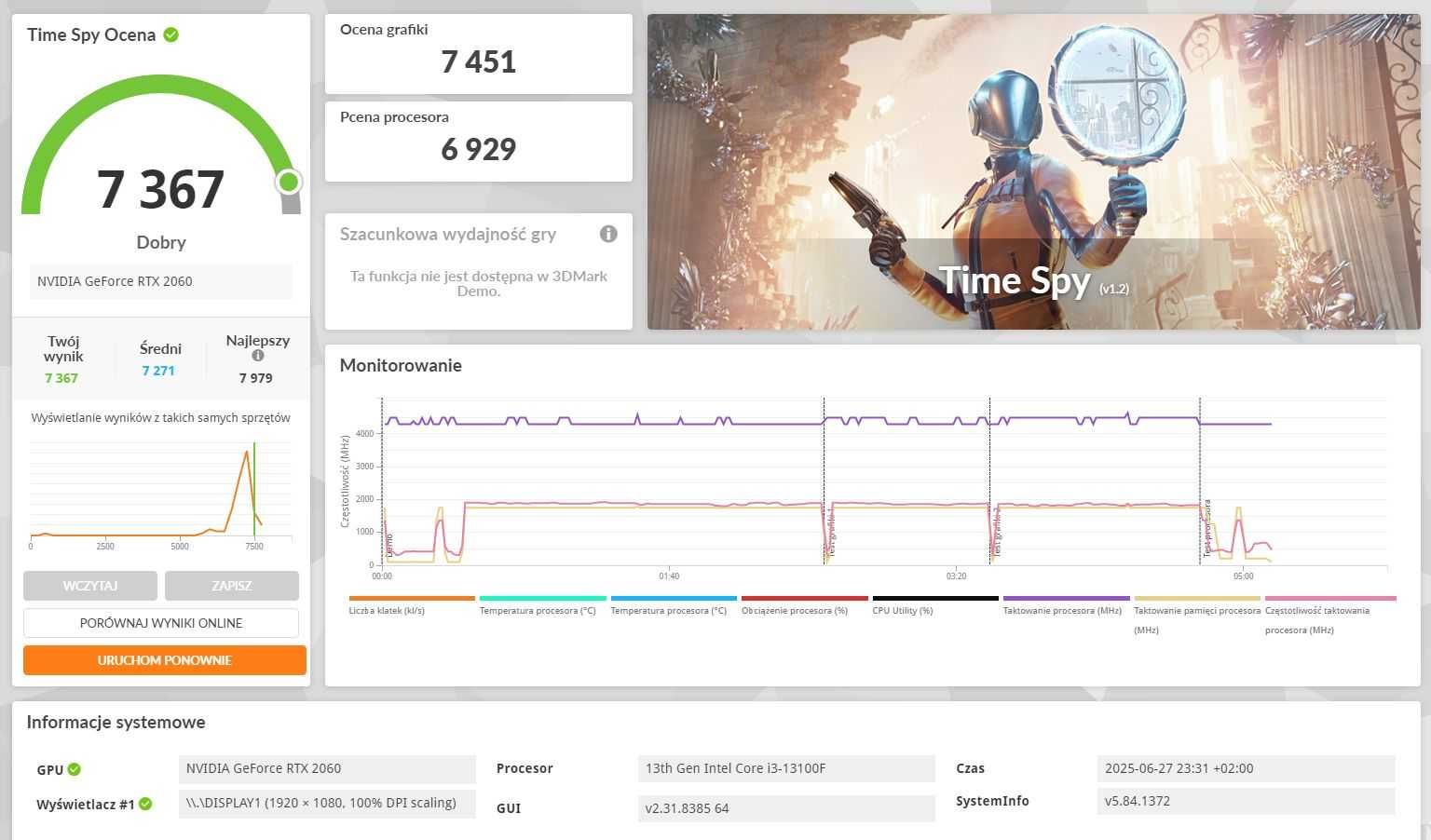 INTEL 13th B660, RTX 2060 nVidia, cpu 13100f, 32 GB, NVMe 512 GB, 700W