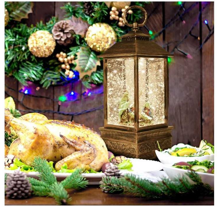 Latarnia świąteczna z podświetleniem wzór święta rodzina BELLE VOUS