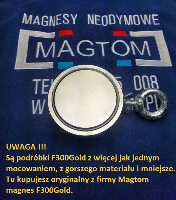 Magnes neodymowy do poszukiwań  F300Gold Magtom Oryginał