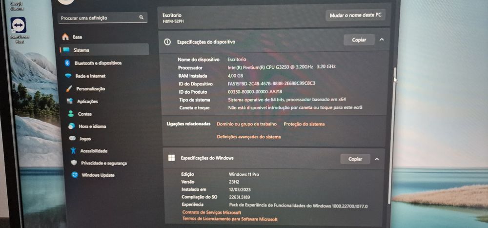 Computador desktop Intel 3.2Ghz + 8GB + 1TB  + Windows 11