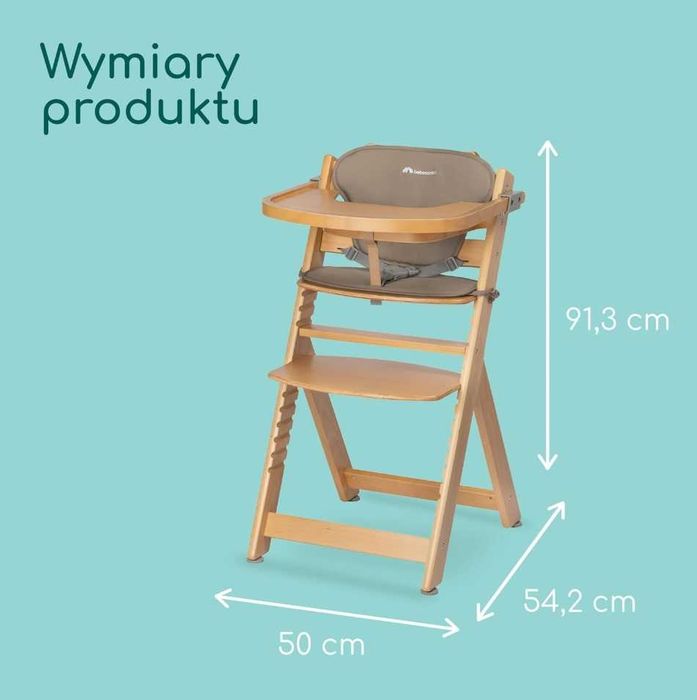 Drewniane krzesełko do karmienia, dla dzieci do 10 lat, solidne - O170