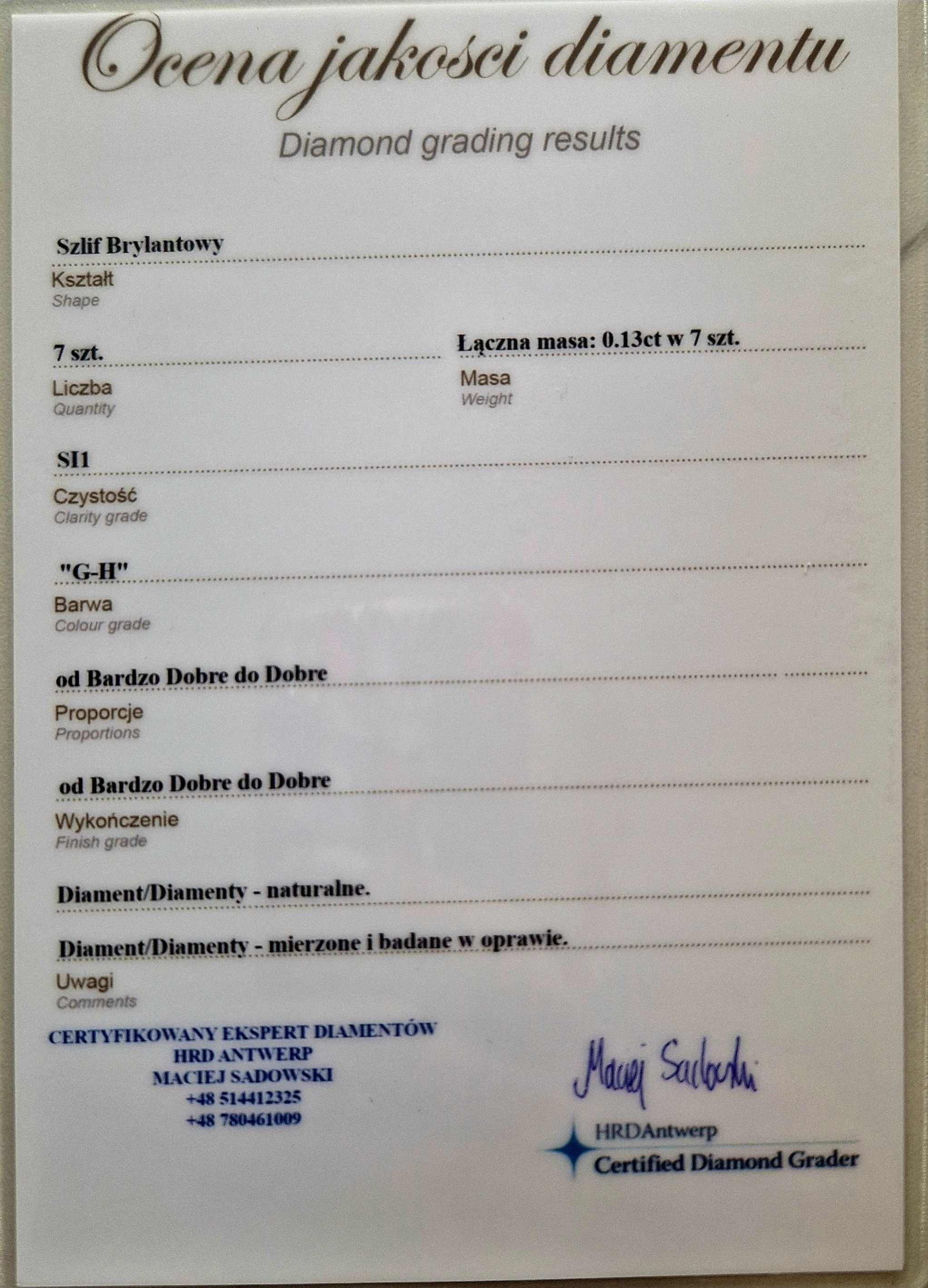 Pierścionek Złoty z Diamentami/ zaręczyny/urodziny/pr.585/certyfikat