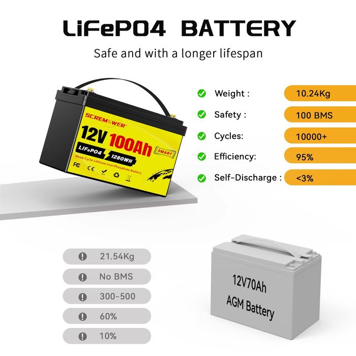 Akumulator Moseworth LifePo4 12v 100Ah Bms BT JBD