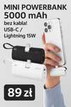 Mini Powerbank 5000mAh z latarką LED – Kieszonkowy