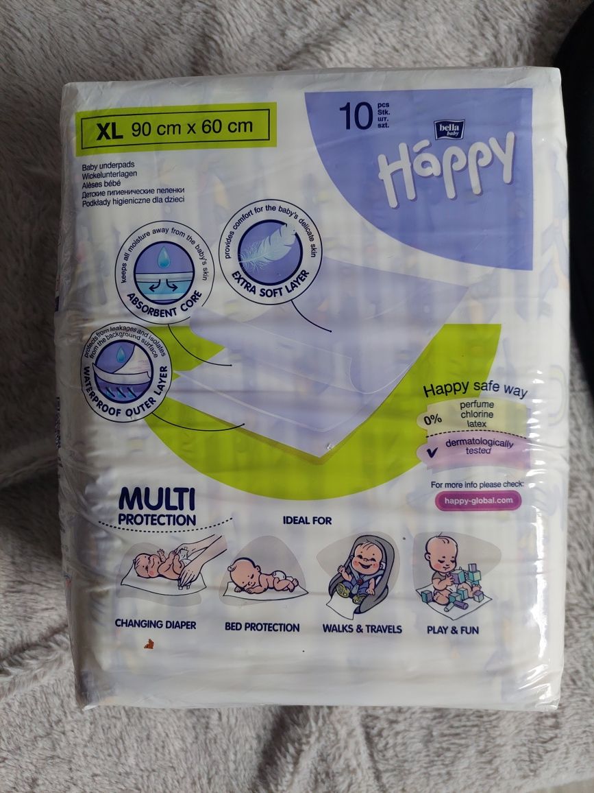 NOWE Podkłady do przewijania Bella Baby Happy XL 60X90 10 szt.w opakow