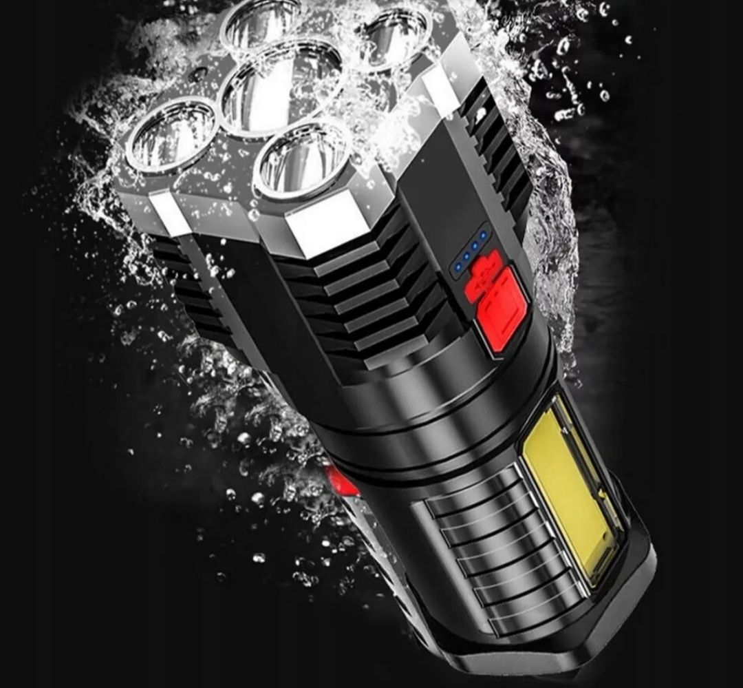 Latarka akumulatorowa turystyczna T6 5 LED USB szperacz halogen lampa