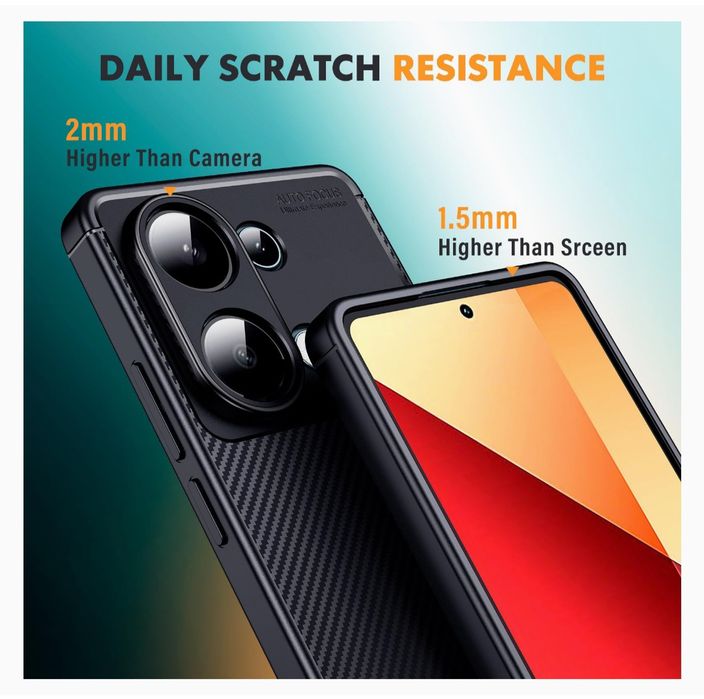 Capa T/ Fibra carbono P/ Xiaomi Redmi Note 13 Pró 4G / Poco M6 Pró 4G