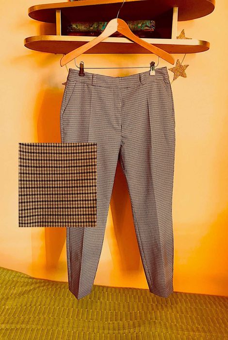 spodnie damskie reserved klasyczne w kant kratka pepitka 42