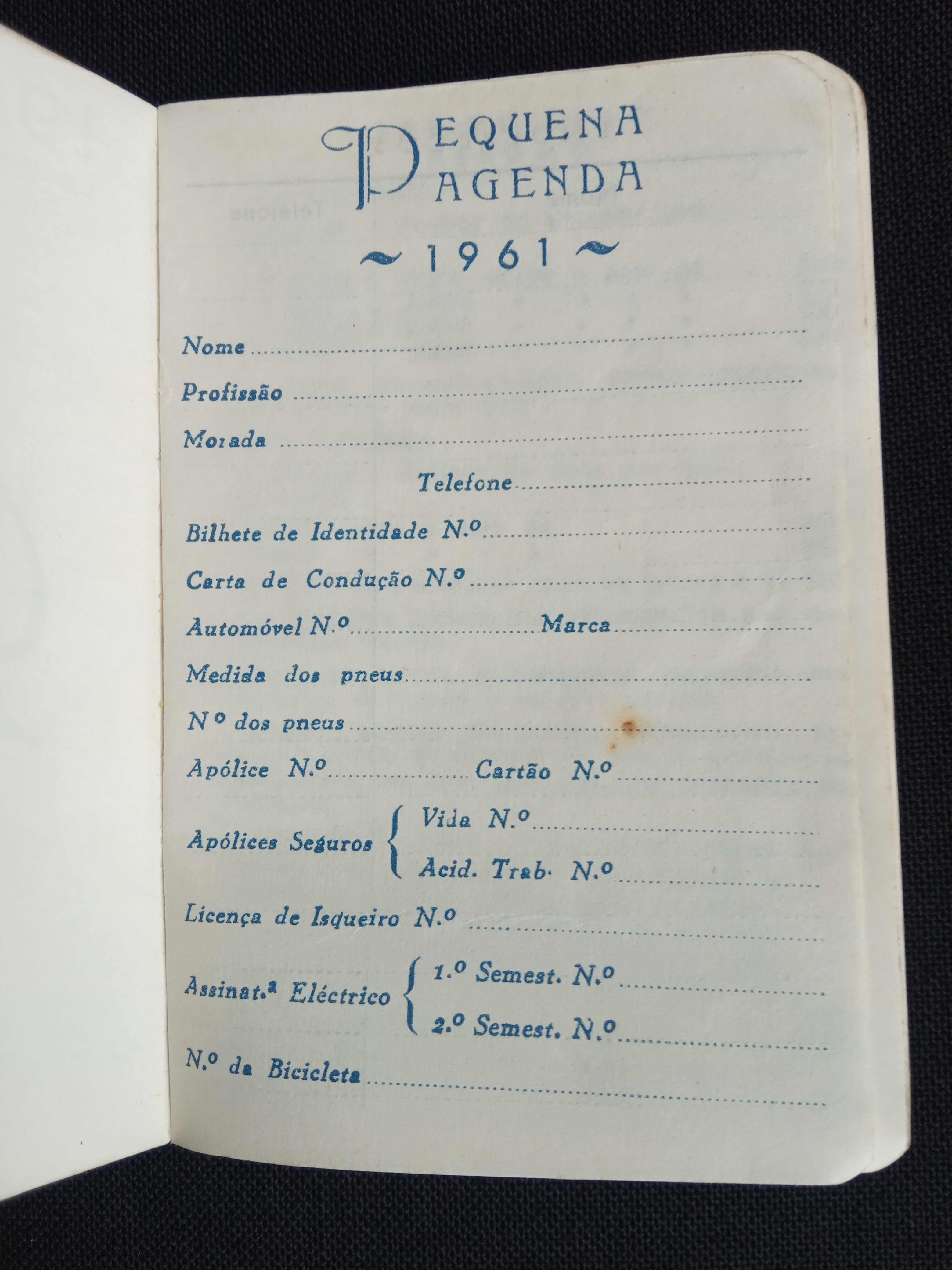 Agenda de bolso 1961