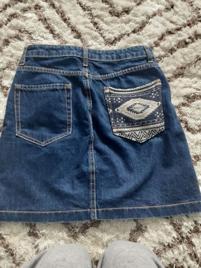 Spódnica ołówkowa jeansowa mini w stylu boho