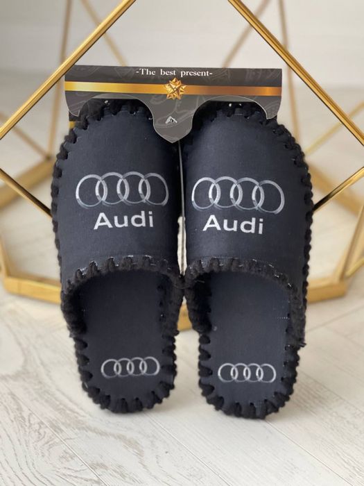 Тапочки мужские с логотипом авто БМВ Мерс Ауди Порш натуральный войлок