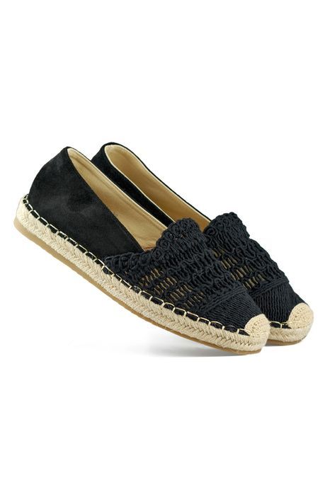 Czarne Espadryle Damskie Plecione Czarne Espadryle Klasyczne