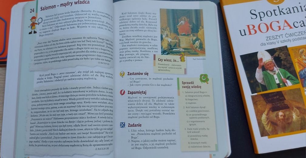 Podręcznik i ćwiczenia do religii Spotkania u BOGAcająceklasa 5.