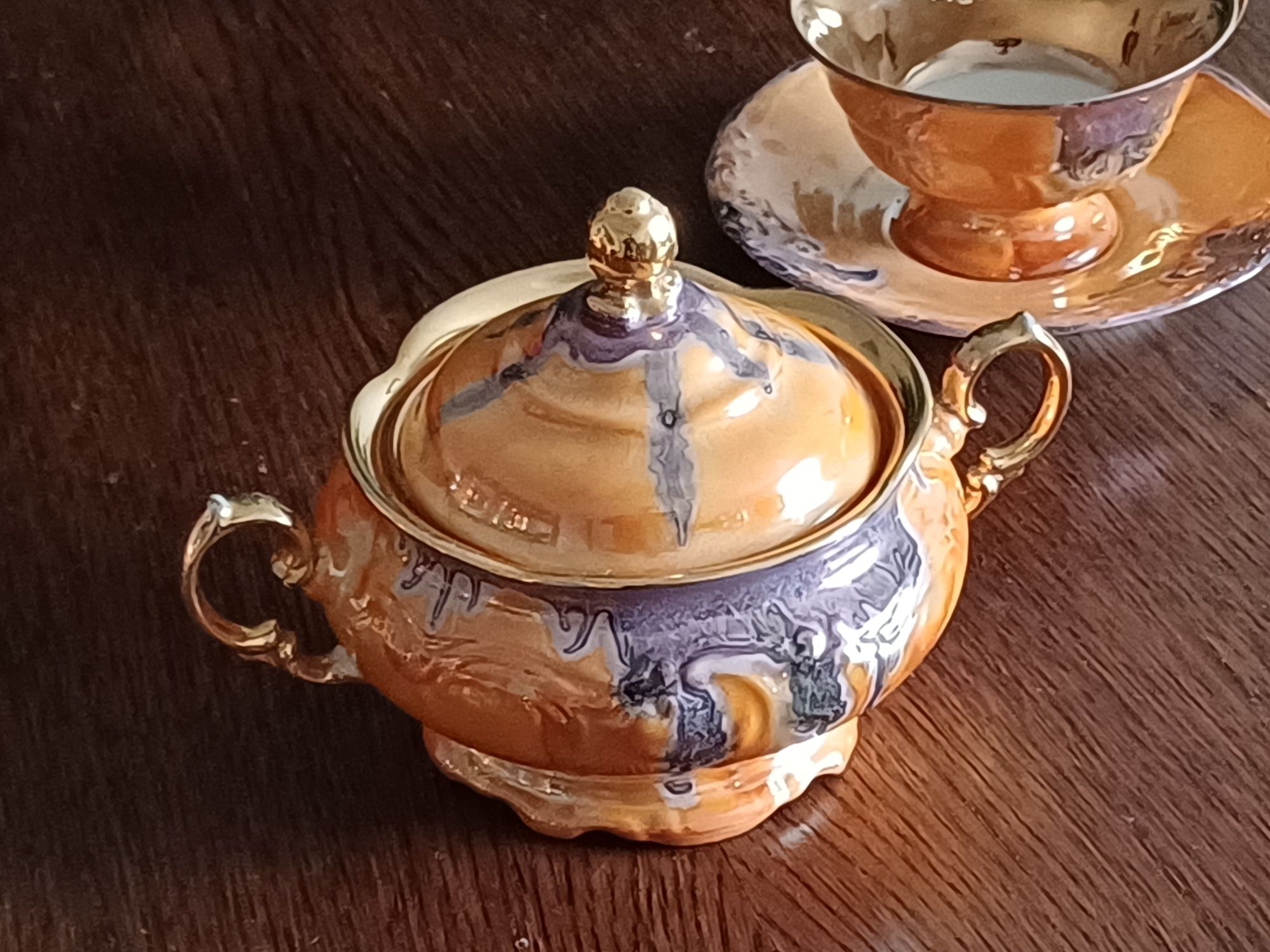 Złocony serwis do kawy Porcelana Wałbrzych
