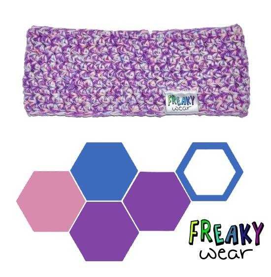 Opaska na głowę bawełna melanż rękodzieło na szydełku r XS 42-46cm