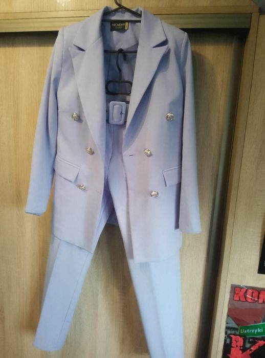 Garnitur damski elegancki wrzos dwuczęściowy