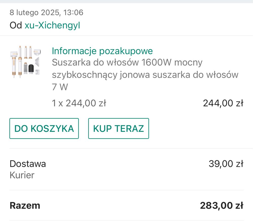 Suszarka do włosów typu Dyson