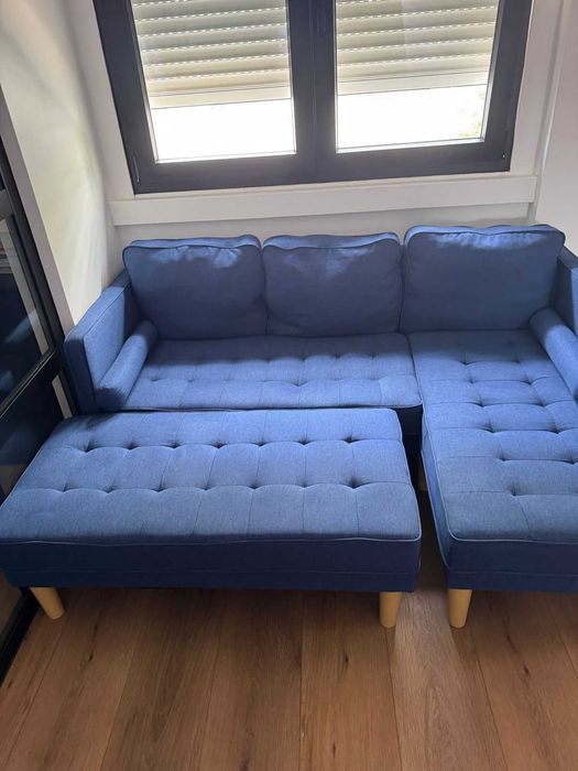 Conjunto de sofá de 2 peças vidaXL azul 173 x 131 x 67 cm