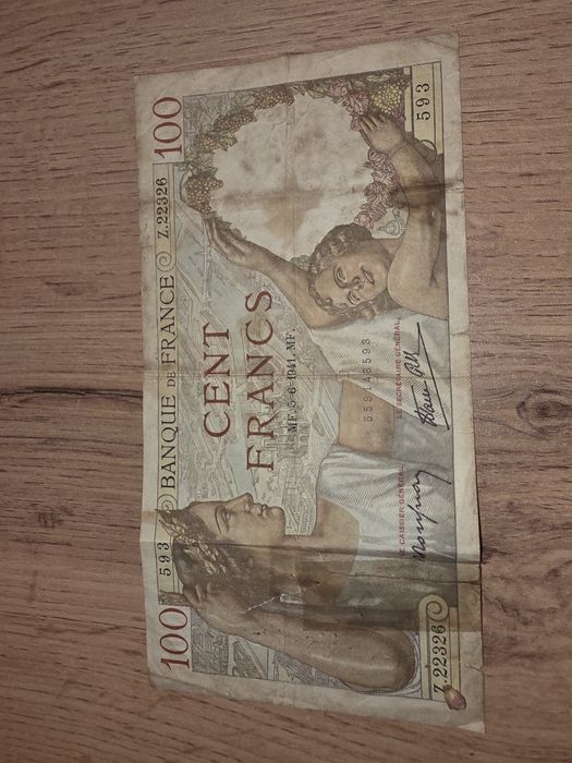 Nota de 100 francos muito antiga bilhet de 100 franc tres ancienne