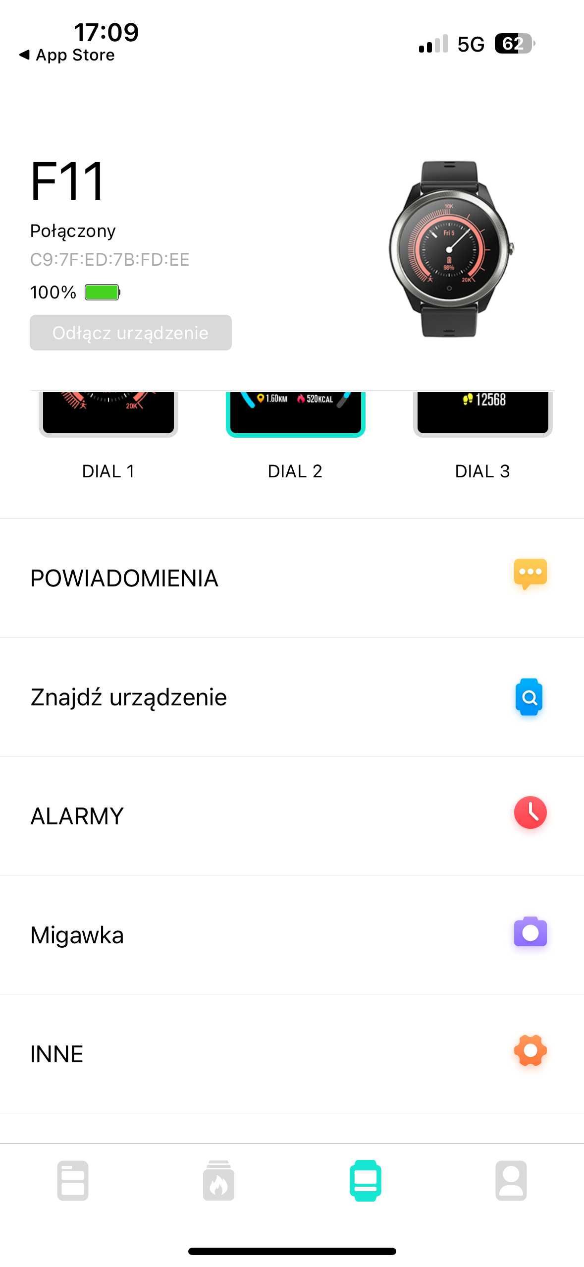 Smartwatch F11 z monitorowaniem tetna, EKG