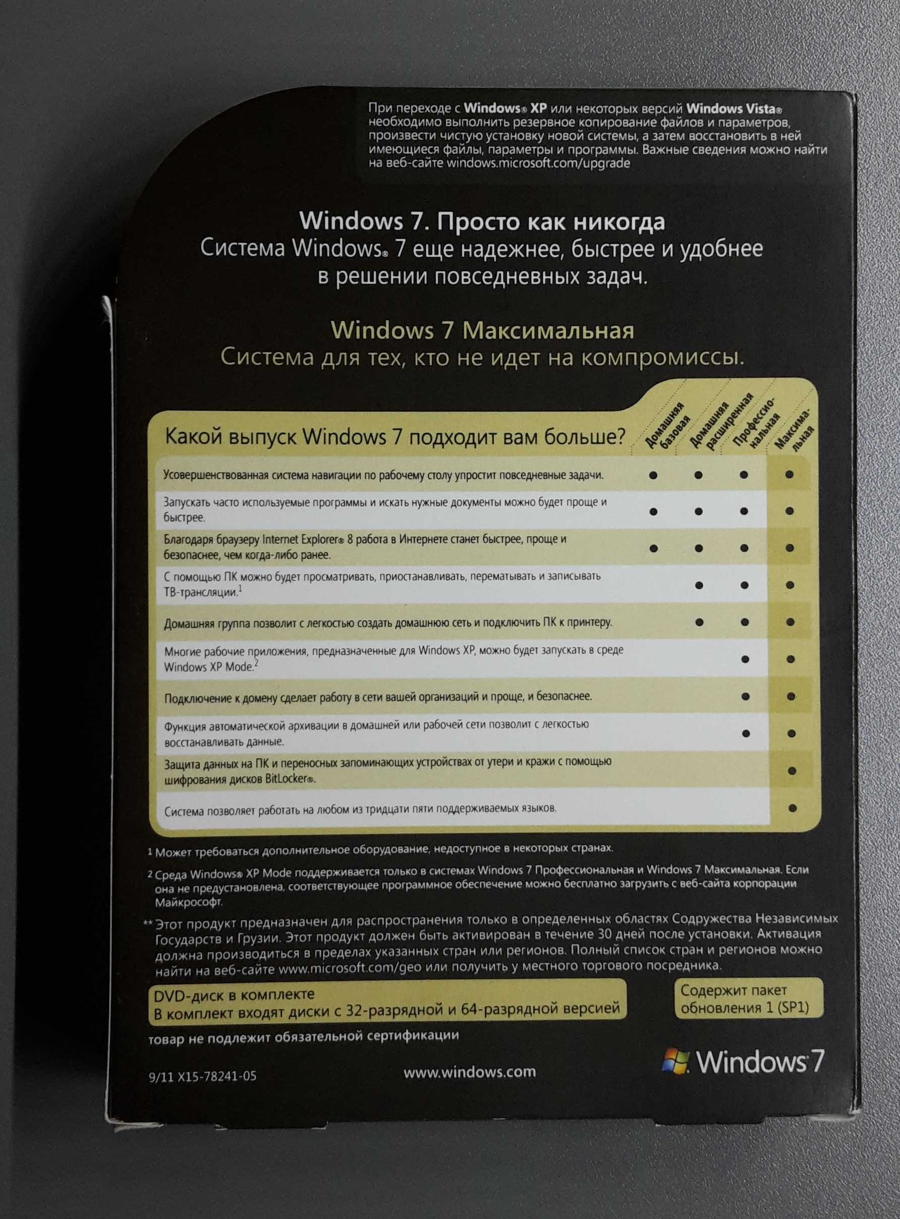 Операційна система Windows 7 Ultimate Russian DVD BOX (GLC-00263)