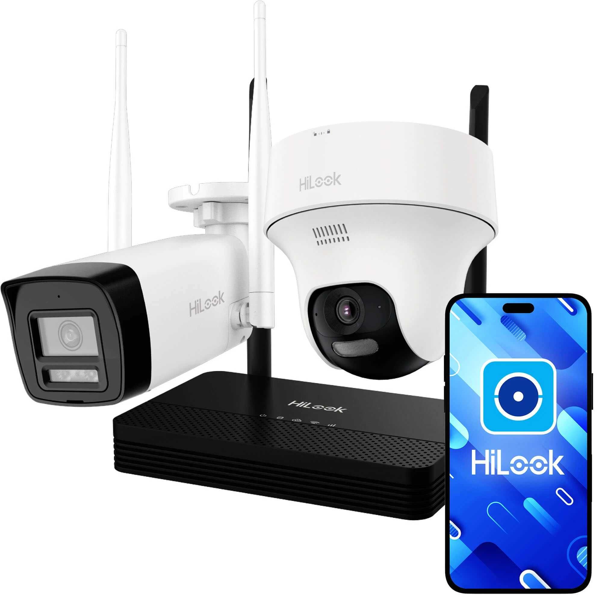 Zestaw kamer ip WiFi 4MPx HiLook tuba+kopulka obrotowa i rejestrator