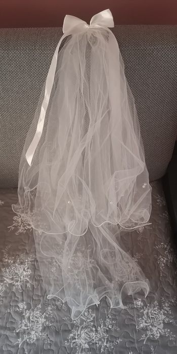 Welon ślubny 75 cm obszyty