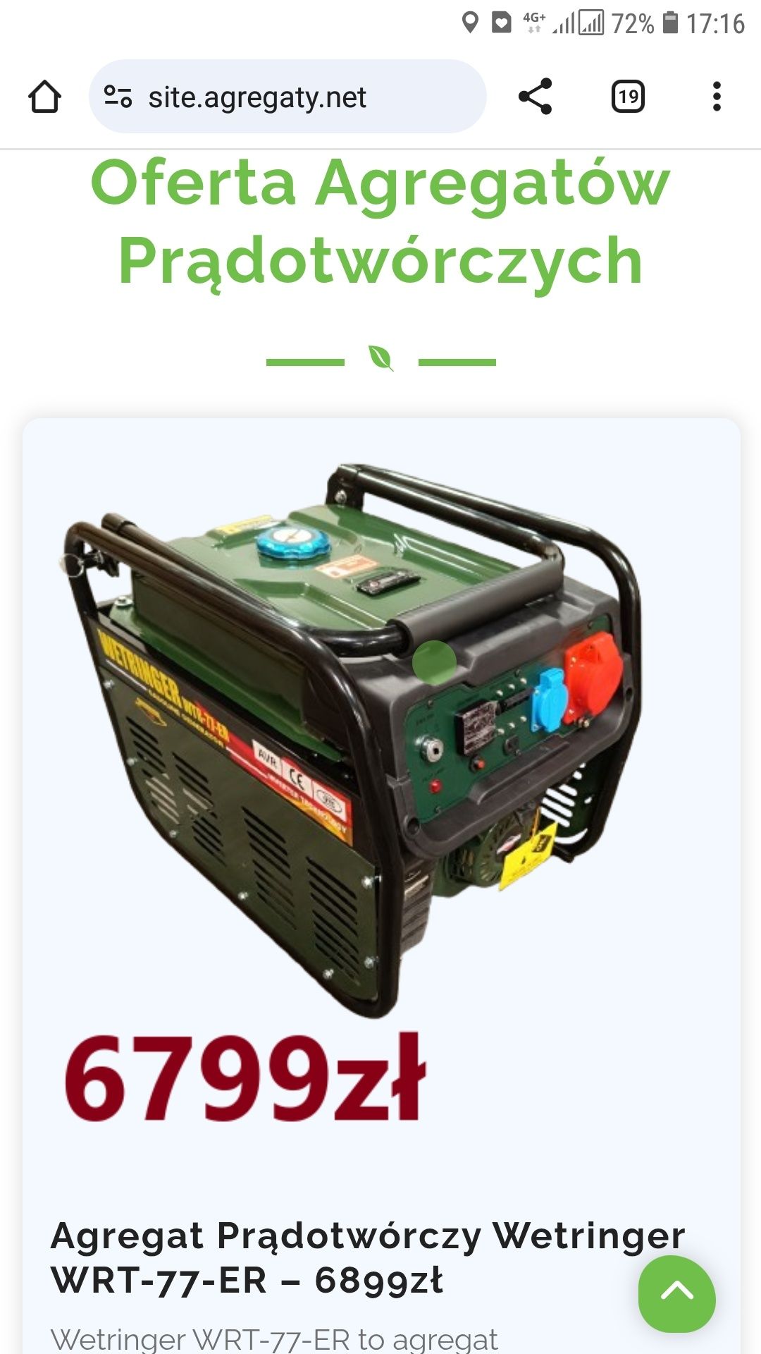 Agregat prądotwórczy generator prądu 6,9 kw