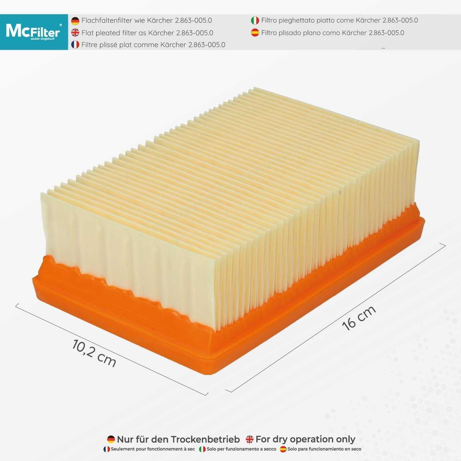 McFilter 3 filtry odpowiednie do Kärcher WD4, WD5, WD6, MV4, MV5, MV6