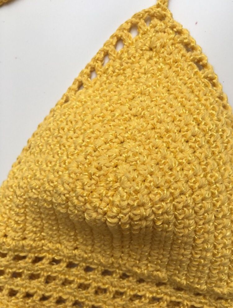 Handmade top szydełkowy na szydełku żółty trend boho 100% bawełna