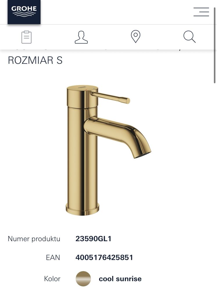 Grohe bateria umywalkowa Essence S z korkiem automat cool sunrise