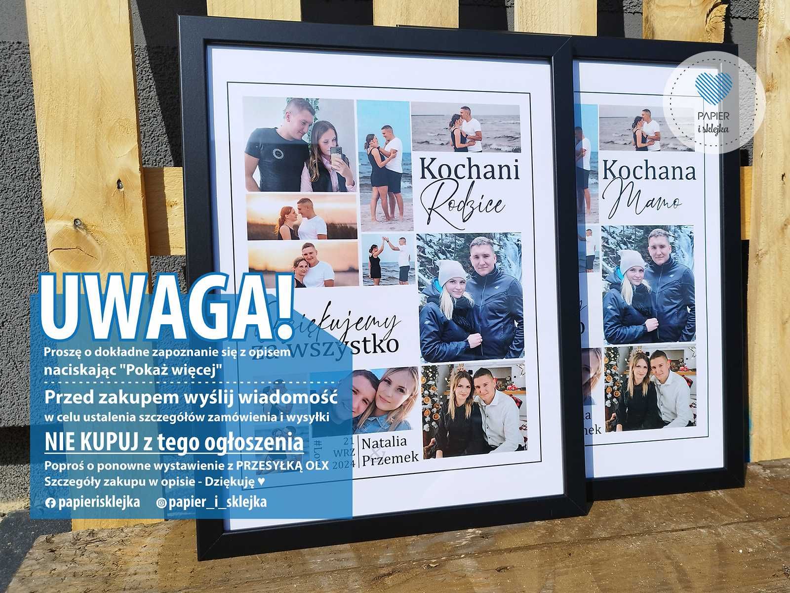 Podziękowanie dla rodziców Podziękowania Prezent na ślub Plakat