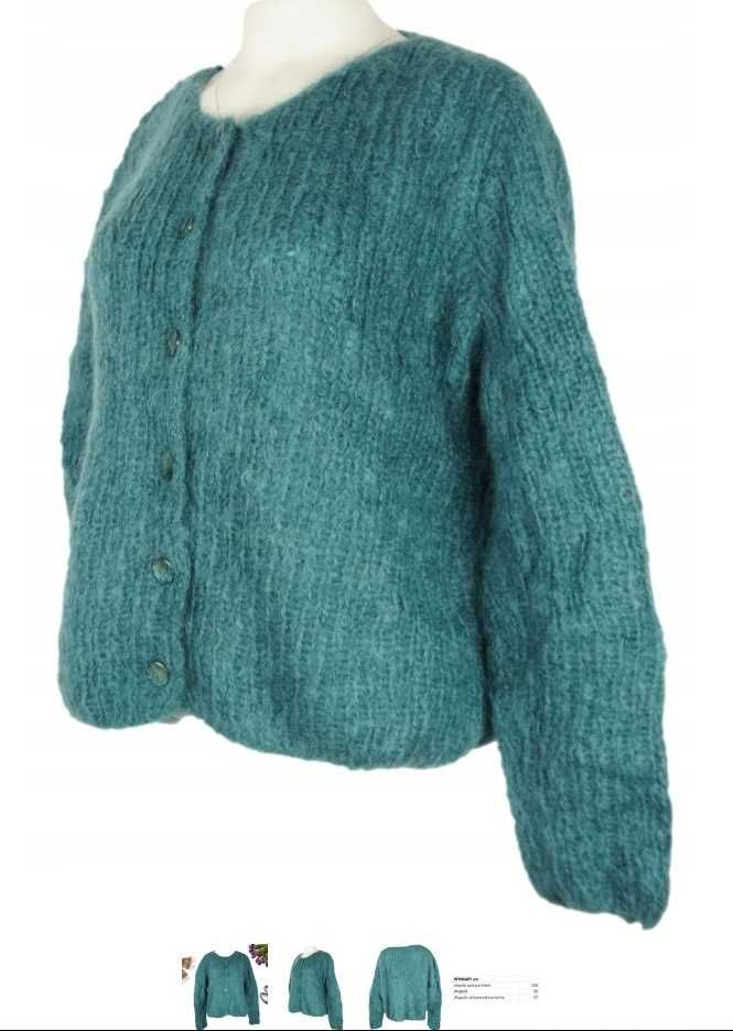Handmade ręcznie robiony sweter damski rozpinany 50 moher puszek cudo