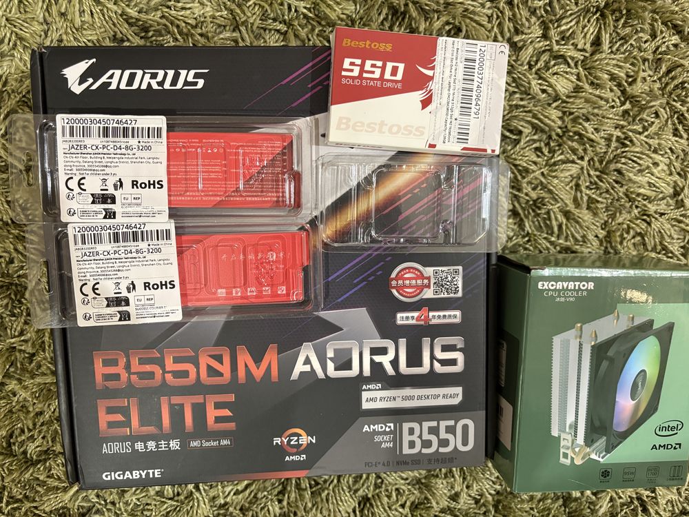 Ігровий комплект AM4 Ryzen 5 5500+DDR 4 16gb+башня+ссд m2 128gb